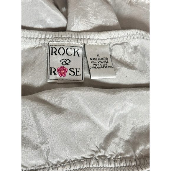 Rock & Rose Silver Gray Tiered Raw Edge Pull On Boho Maxi Skirt Large - Picture 5 of 6